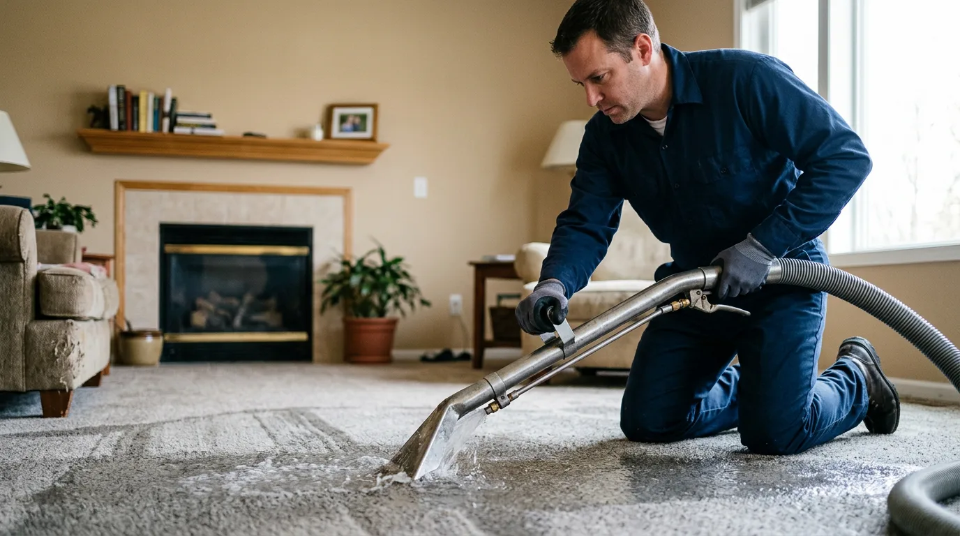 Water damage restoration technician working near Grizzly Flats, CA